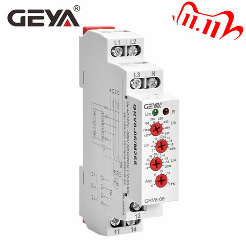 GEYA GRV8-06 Voltage Control Relay with 6 function Adjustable Voltage Asymmetry Delay Time Phase Protection Relay ► Photo 1/6