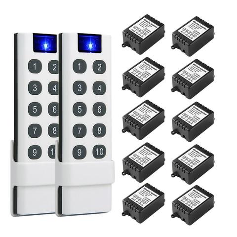 RF433Mhz universal wireless remote switch control DC 12V 1CH relay receiver module 10pcs + 2pcs transmitter ► Photo 1/6