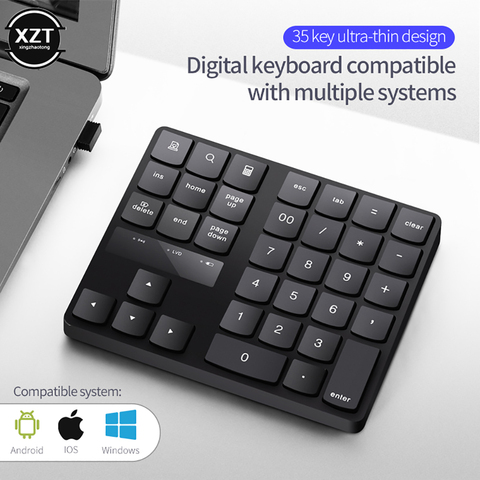 USB 2.4g Wireless Keyboard 35 keys/buttons Multimedia Mute Quiet Keypad Number Digital keyboard Home End Direction Up Down key ► Photo 1/6