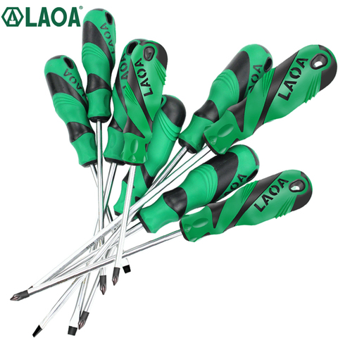 LAOA 1pcs Slotted Screwdriver S2 Material Phillips Screwdrivers Double Color handle Screw Driver With Magnetism ► Photo 1/5