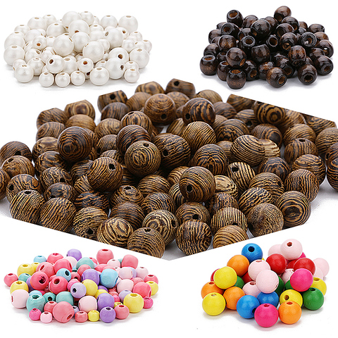 100pcs Natural Wooden Beads Round Colorful Loose Spacer Wood Beads for Jewelry Makings Handmade Bracelet Beaded DIY Wholesale ► Photo 1/6