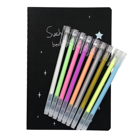 9Pc Pen+1pc Notebook Set 2022 Sketchbook Diary for Graffiti Soft Cover Black Paper Sketch Book Notebook Office School Supplies ► Photo 1/6