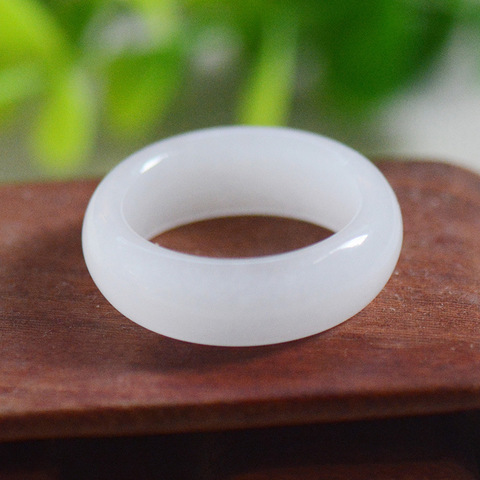 Chinese White Hetian Jade 7-10 Size Ring Jadeite Amulet Fashion Charm Jewelry Hand Carved Crafts Gifts Women Men ► Photo 1/5