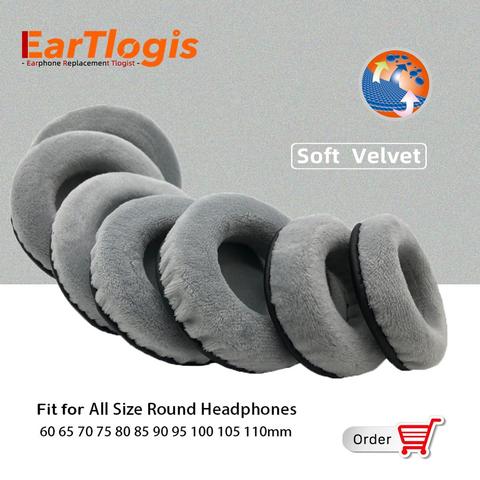 EarTlogis Grey Universal Replacement Velvet Ear Pads Parts Earmuff Cover Cushion Cups pillow for All size Round Headphones ► Photo 1/6