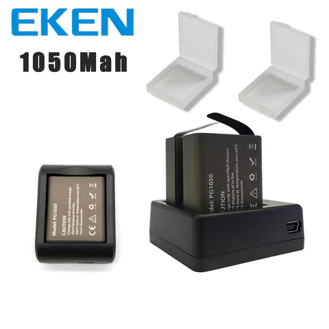 EKEN 2pcs/set 3.7V PG 1050mAh Battery for EKEN SJCAM Action Camera h9r h8r h6s  h5s H3r C30 F68 SJ4000 with Dual Battery Charger ► Photo 1/6