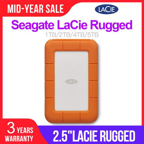 Seagate LaCie Rugged 1TB 2TB 4TB 5TB USB-C and USB 3.0  Portable Hard Drive 2.5