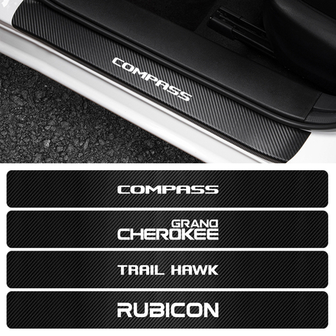 4PCS Carbon Fiber Car Door Threshold Cover Stickers for Jeep Ranegade Patriot Wrangler Grand Cherokee Copass Trail Hawk Rubicon ► Photo 1/6