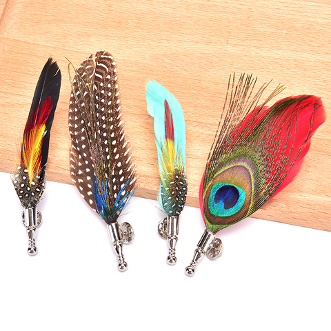 Colorful Feather Brooch Lapel Pin Fashion Designer Handmade Men Women Novelty Brooches Lapel Pins Dress Suit Accessory Gift ► Photo 1/6