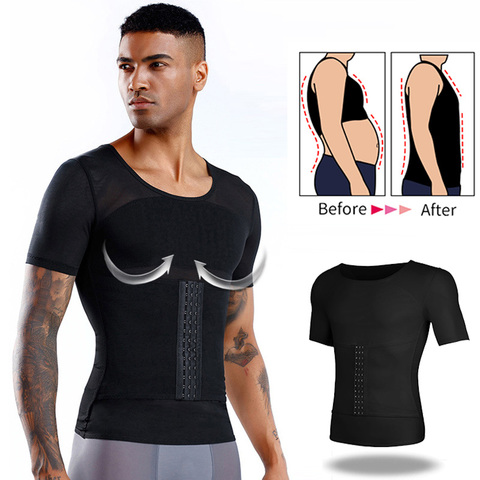 Fashion Men Shapewear Tops Shapers Male Girdle Shirt Men's Tummy Belly Control Slimming Waist Trainer Undershirt Tops ► Photo 1/6