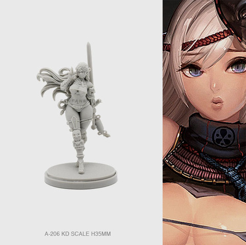 35MM Resin Figure Kits Beautiful swordsman goddess Model Self-assembled A-206 ► Photo 1/1