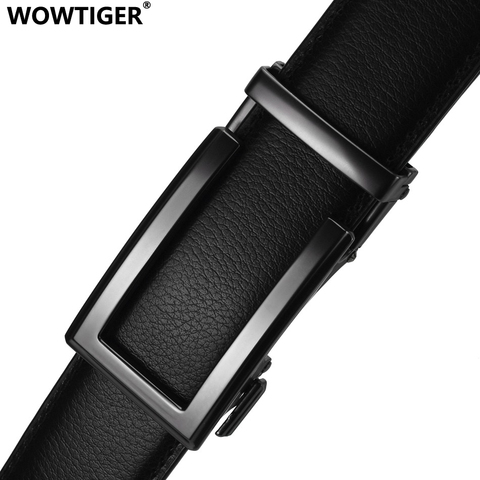 WOWTIGER 3.5cm Cow Genuine Leather Mens Belt Cowhide Strap For Male Ratchet Automatic Buckle Belts For Men Brand Designer Belts ► Photo 1/6