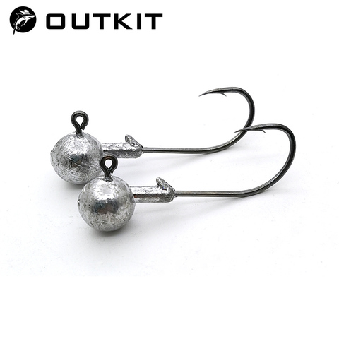 OUTKIT 5 Pcs/Lot High Quality 3.5/5/7/10/14g Blood Grooved Lead Head Hook Jig Bait Fishing Hooks For Soft Lure Fishing Tackle ► Photo 1/6