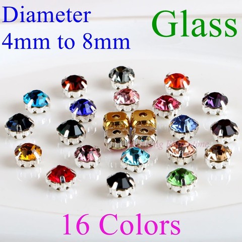 Round Shape Glass Rhinestones With Claw Sew On Crystal Stone Strass Diamond Metal Base Buckle For Clothes 14 Colors Choice ► Photo 1/6