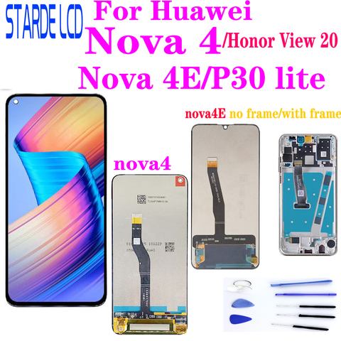 For Huawei Nova4 VCE-L22 AL00 TL00 LCD Display TouchScreen Digitizer with Frame for Honor View 20 / Nova 4E & P30 lite LCD ► Photo 1/5