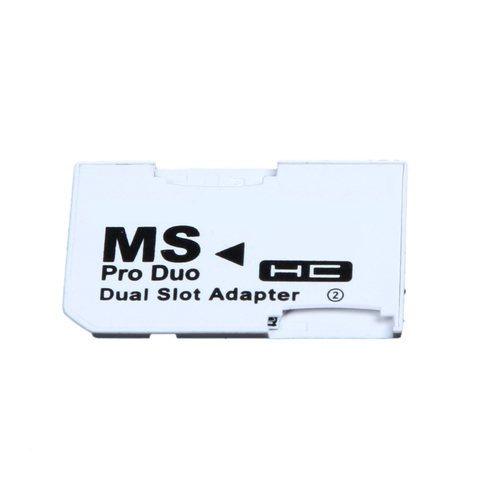 Dual Slot Memory Card Adapter 2 Micro SD HC Cards Converter Micro SD TF to Memory Stick MS Pro Duo for PSP Card Games Case New ► Photo 1/6
