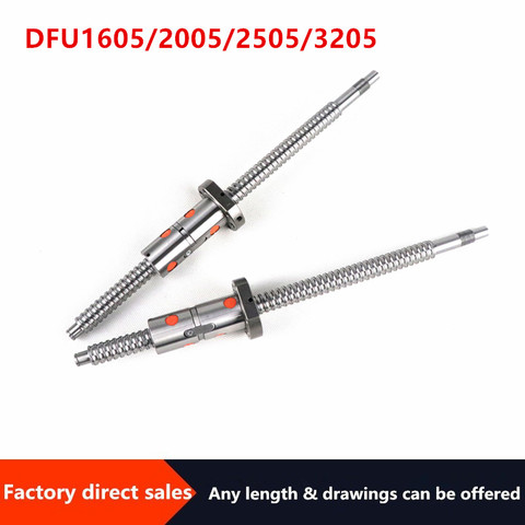 NEW DFU1605/DFU2005/DFU2505/DFU3205 set: rolled ball screw C7 in any length with end machined + DFU1605/2005/2505/3205  ball nut ► Photo 1/2