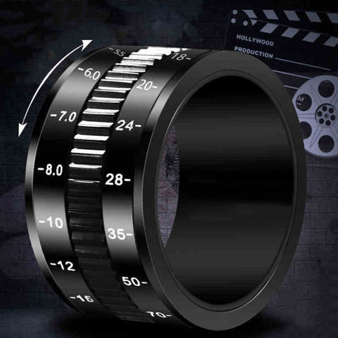 Photographer Black Camera Lens Rings For Men Separate Rotatable Decompression Trendy Men Party Domineering Single Digital Ring ► Photo 1/6