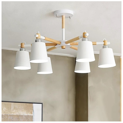 E27 Modern Chandelier Nordic Wooden Pendant Hanging Chandelier Light Macaron Lamp Loft LED Chandelier Lighting for Living Room ► Photo 1/6