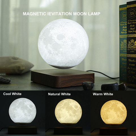 Creative 3D Magnetic Levitation Moon Lamp Night Light 14cm Rotating  Led Moon Floating Lamp Home Decoration Holiday Gifts ► Photo 1/6