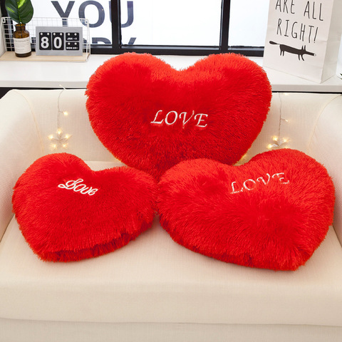 Red Heart Shape Throw Pillow Sofa Car Seat Cushion Stuffed Plush Doll Toy Cushion Home Decoration Cushions Wedding  Lovers Gift ► Photo 1/6