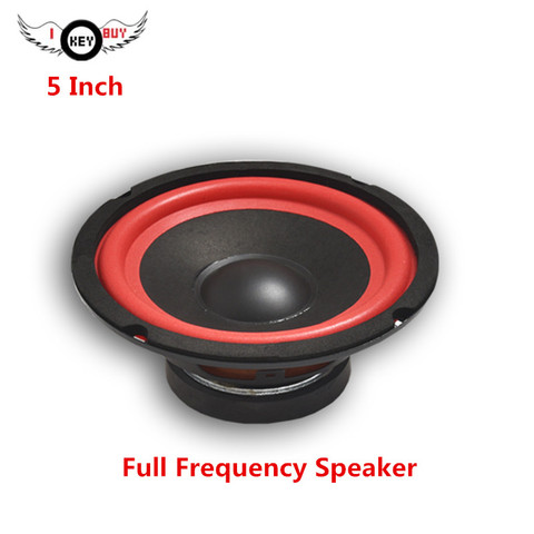 5 Inch Car Audio Full Frequency Subwoofer 4 Ohm 60W 130mm Waterproof Polyplastic Cone Red Rubber Edge Wood Box Modified Speaker ► Photo 1/5