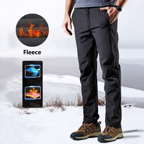 Men Outdoor Winter Polar Fleece Pants Thick Thermal Waterproof Windproof Breathable Scratchproof Trousers Climbing Skiing Pants ► Photo 1/6