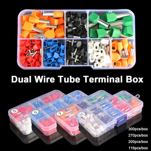Tube Ferrule Terminal Various Box-packed Electrical Tubular Terminal Insulated Dual Wire Connector Crimping Terminals Kit Set ► Photo 1/6