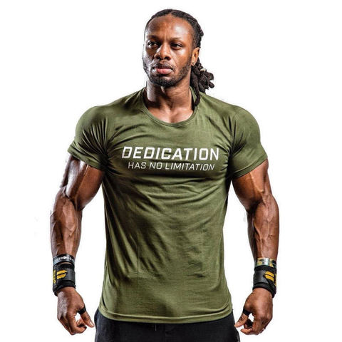 Men Tshirt Bodybuilding Breathability Cotton Summer Casual Letter Printed Short Sleeve Shirt Men Workout 3XL ► Photo 1/6