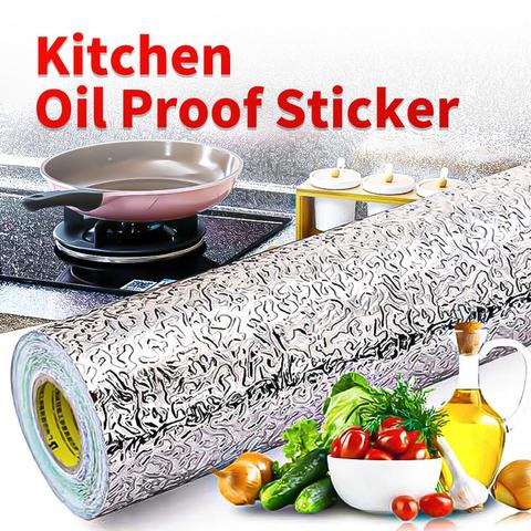 Meijuner Oilproof Waterproof Stickers Aluminum Foil for Kitchen Stove Cabinet Multi-Size Self Adhesive Wall Paster DIY Wallpaper ► Photo 1/6