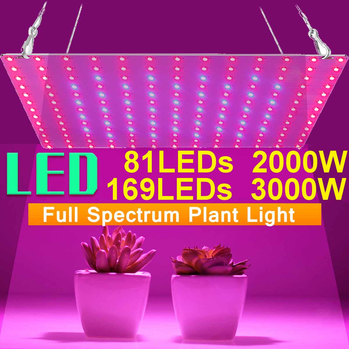 2PCS 3000W LED Grow Light Growing Lamp Full Spectrum for Indoor Hydroponic Plant 