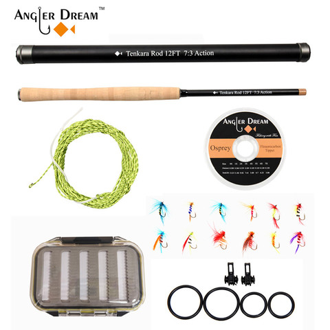 Fly Fishing Rod combo 12/13 FT Tenkara Rod Kit 30T Carbon Fiber Telescopic Fly Fishing Rod Combo with Furled Line Flies ► Photo 1/6