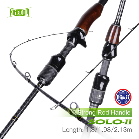 Kingdom Solo II Fishing Rod 2 Section L/ML/M/MH FUJI Guide Ring Spinning Rod Wooden Handle Sea & Freshwater Strong Casting Rods ► Photo 1/6