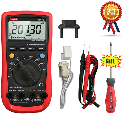 UNI-T UT61E Digital Multimeter True RMS Peak Meter PC Connect AC DC Voltage Relative Mode 22000 Counts Data Hold Auto Range ► Photo 1/6