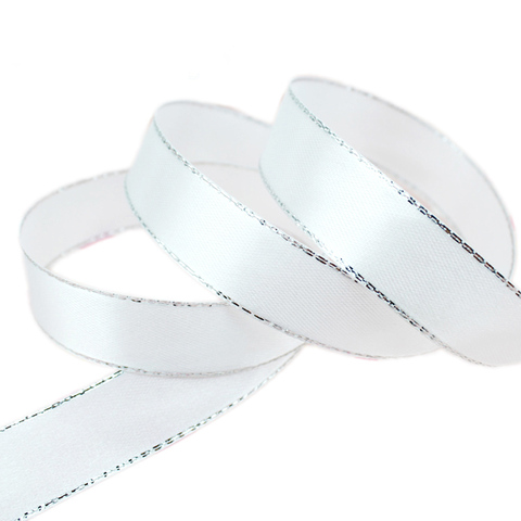 (25yards/roll) White Silver Edge Satin Ribbon Wholesale high quality gift packaging Christmas ribbons (6/10/20/25/40mm) ► Photo 1/6