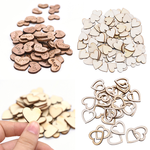 100pcs Wood Wooden Hearts embellishment Handmade Crafts Sewing Accessories Scrapbooking DIY Supplies for Home Decor Love Gift ► Photo 1/6