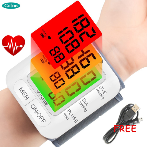 Cofoe Blood Pressure Monitor USB Rechargeable Digital Wrist Blood Pressure Meter bp Heart Rate Monitor Medical Sphygmomanometer ► Photo 1/6