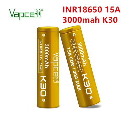 Vapcell original INR18650 3000mah 15A K30 3.7V lithium battery Li ion rechargeable 18650 Batteries for power tools flashlight ► Photo 1/6