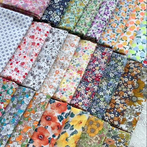 50x145cm Custom Small Floral Cotton Poplin Sewing Fabric Gril's Dress Parent-Child Garment Material Picnic Tablecloth Cloth ► Photo 1/4