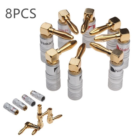 8PCS Copper&Aluminium Nakamichi Right Angle 90 Degree 4mm Gold-Plated Banana Plug For Video Speaker Adapter Audio Connector ► Photo 1/5