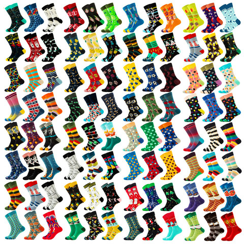 6 Pairs Funny Fashion Colorful Fruits Casual Women&Men Socks Harajuku Cute Novetly Cotton Spaceman Cherry Stripe Socks Size38-45 ► Photo 1/6