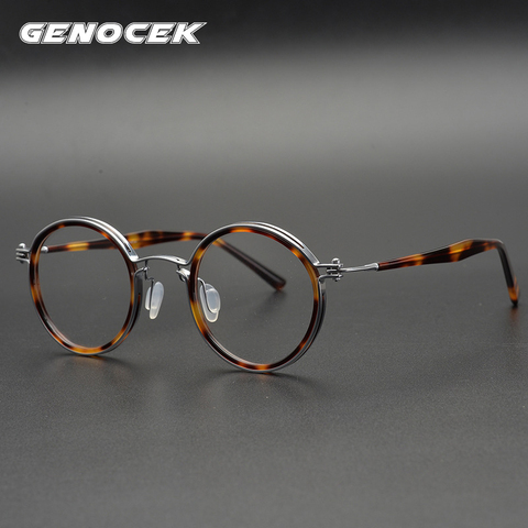 Vintage Handmade Acetate Round Glasses Frame Men Women Luxury Brand Retro Prescription Optical Myopia Eyeglasses Frame Eyewear ► Photo 1/6