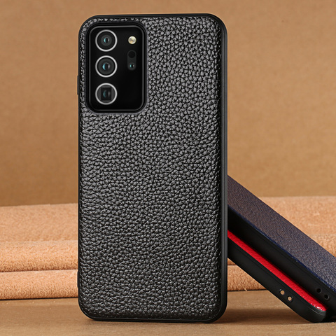 Genuine Litchi Grain Leather Cover case For Samsung Galaxy Note 20 Ultra Note 10 A50 A70 A71 A51 A21S S10 S8 S9 S20 Plus S20 FE ► Photo 1/6