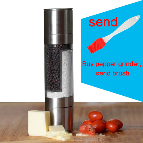 Double-headed pepper grinder 2 in 1 Stainless Steel Manual Salt Pepper Mill Grinder Seasoning Grinding for Cooking Restaurants ► Photo 1/6