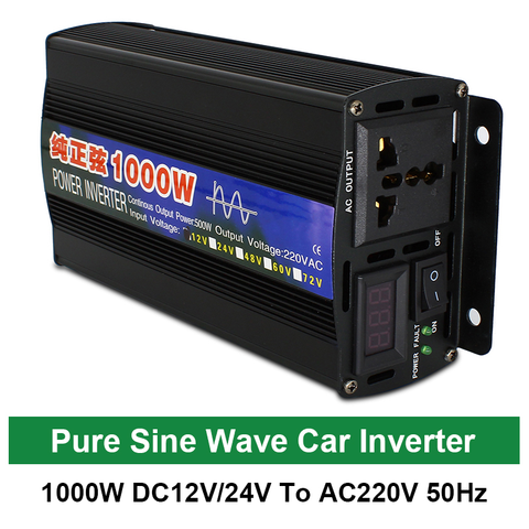 1000W inverter 12v 220v Pure Sine Wave  DC12V/24V To AC 220V 50HZ Power Converter Booster For Household Car Inverter ► Photo 1/6