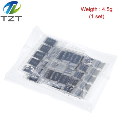 TZT 50PCS Alloy resistance 2512 SMD Resistor Samples kit ,10 kindsX5pcs=50pcs R001 R002 R005 R008 R010 R015 R020 R025 R050 R100 ► Photo 1/6