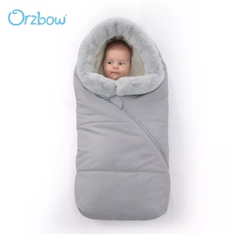 Orzbow Winter Newborn Envelope Baby Stroller Sleeping Bags Newborn Cocoon Fur Collar Stroller Footmuff For Children Bunting Bag ► Photo 1/6