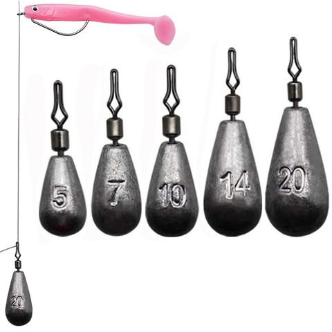 10pcs/lot Fishing Weights Sinkers 3.5g 5g 7g 10g 14g 20g Fishing Sinker  Tackle