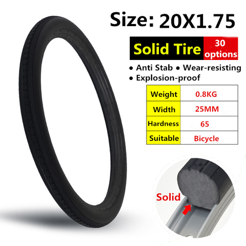 20*1.75 Bicycle Solid Tires 20 Inch 20x1.75 Tires Anti-slip Black Tires Bike Tires Riding BMX Bike Kids' Bike Tire ► Photo 1/2