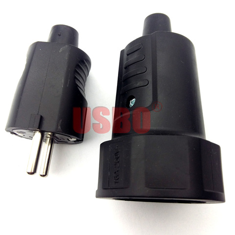 Supply Black PVC 16A 250V EU Germany French Korea Russia assembly plug EU power cable male female detachable wiring plug Type-F ► Photo 1/6