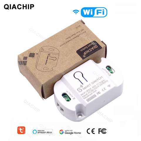 QIACHIP 433MHz Wifi Receiver Remote Control Switch 1 Relay 110V 220V Smart Home Tuya App Timer Module work Mobile Phone control ► Photo 1/6